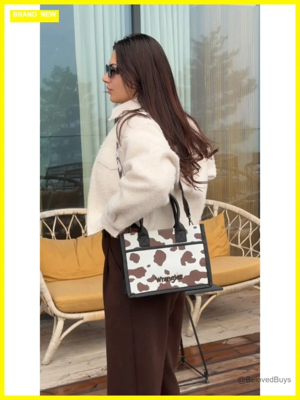 Vegan Leather Cow Print Tote Satchel with Fringe Tassels